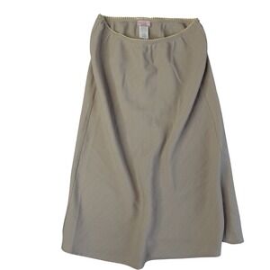 Vintage‎ Y2K Skirt Womens L Beige Crochet Trim Midi Low Rise Minimalist Earthy